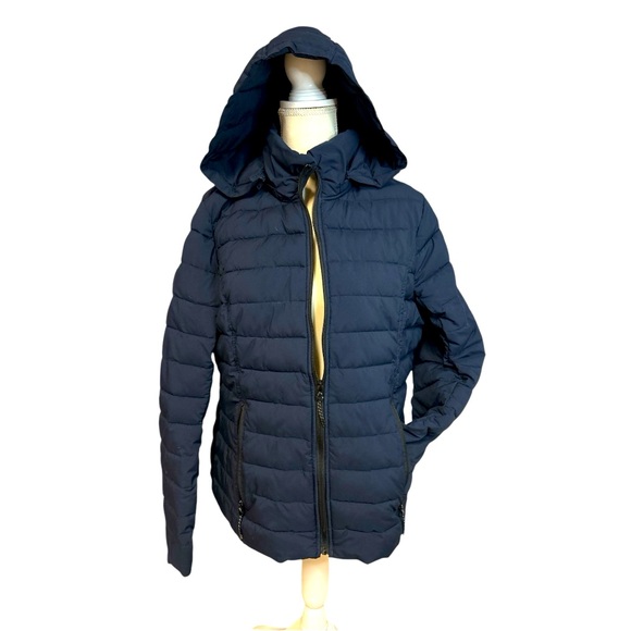 WOMENS NAUTICA XL PUFFER JACKET WITH REMOVABLE HOOD NAVY BLUE FITTED PACKABLE - Picture 1 of 13